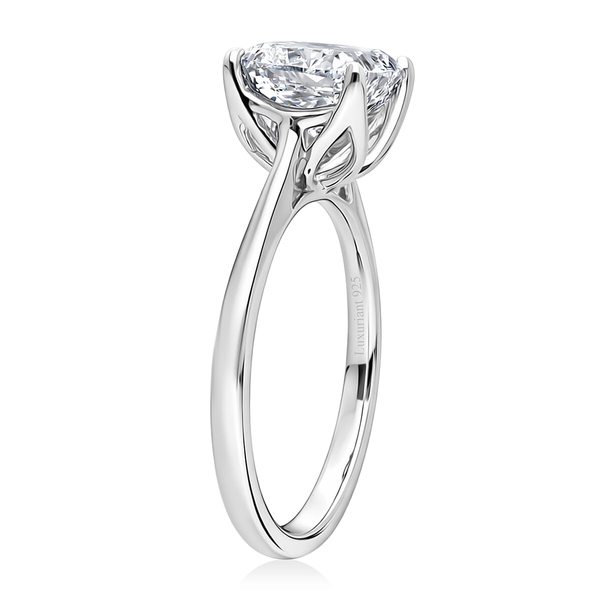 IGI Certified Luxuriant Lab Grown Diamond G-H SI 3.00 ctw Ring in Rhodium Over Sterling Silver (Size 8.0) image number 3