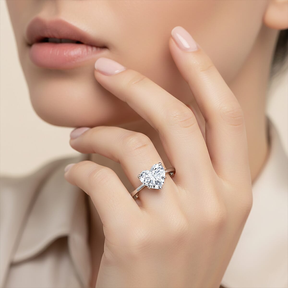 IGI Certified Luxuriant Lab Grown Diamond G-H SI 3.00 ctw Ring in Rhodium Over Sterling Silver (Size 8.0) image number 2