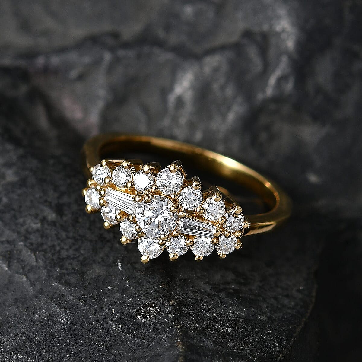 Luxuriant Lab Grown Diamond (G-H, SI) Ring in 18K Vermeil YG Over Sterling Silver (Size 5.0) 1.00 ctw image number 1