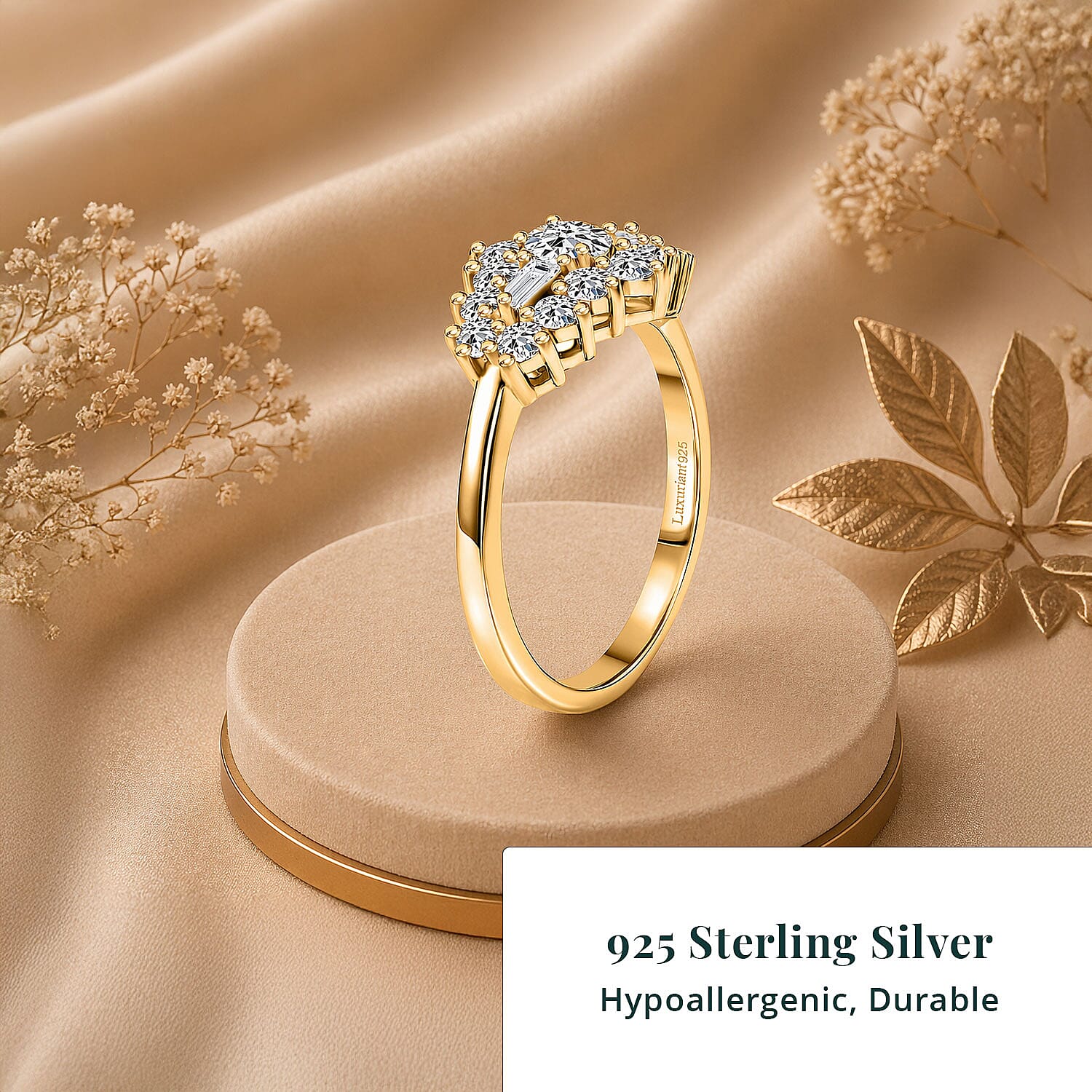 Luxuriant Lab Grown Diamond G-H SI 1.00 ctw Ring in 18K Vermeil Yellow Gold Over Sterling Silver (Size  5.0)
