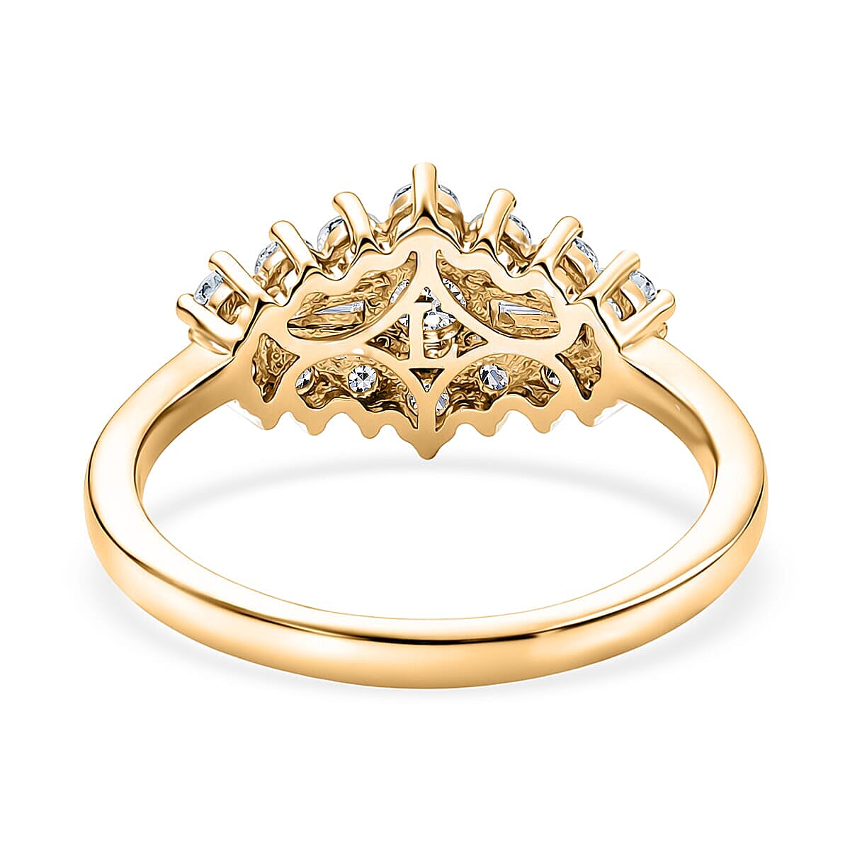 Luxuriant Lab Grown Diamond (G-H, SI) Ring in 18K Vermeil YG Over Sterling Silver (Size 5.0) 1.00 ctw image number 4