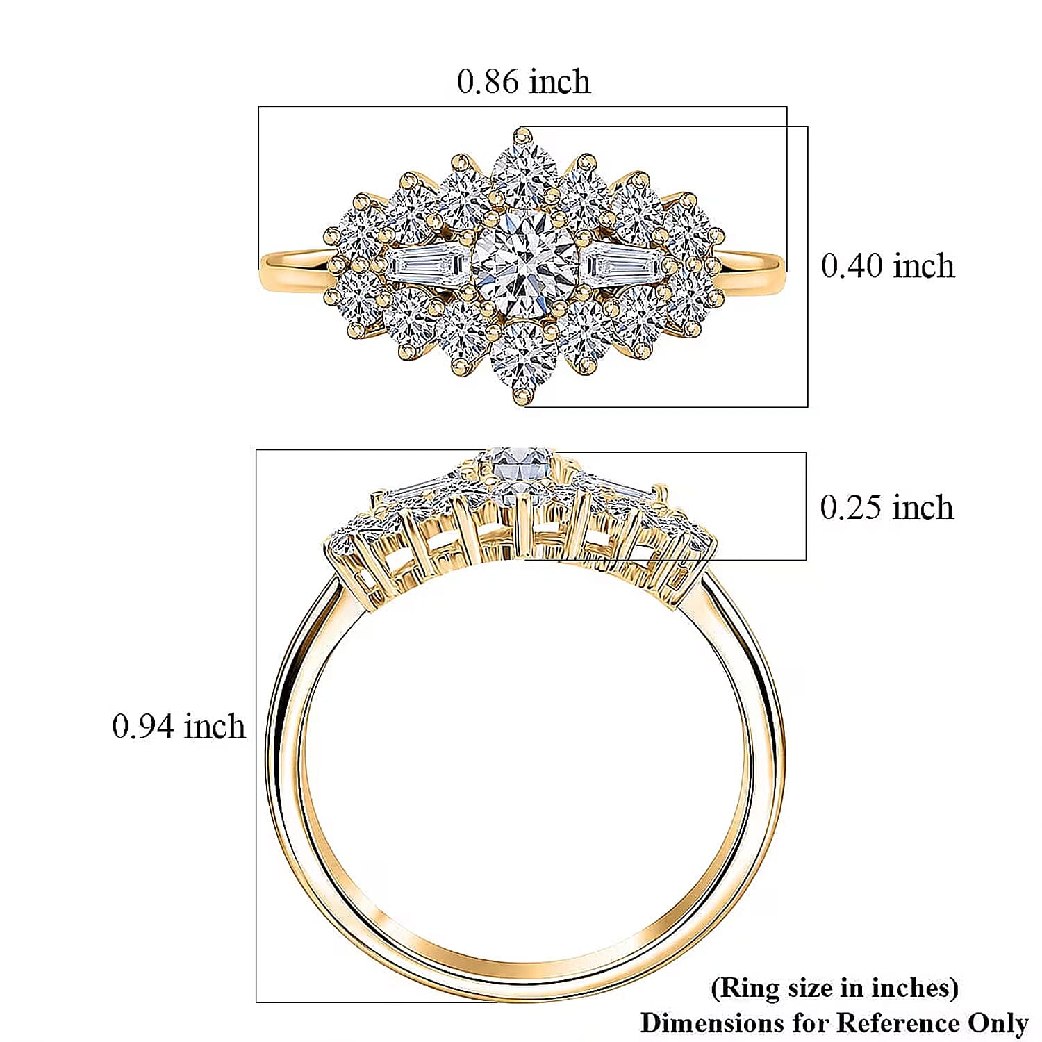 Luxuriant Lab Grown Diamond G-H SI 1.00 ctw Ring in 18K Vermeil Yellow Gold Over Sterling Silver (Size  5.0)