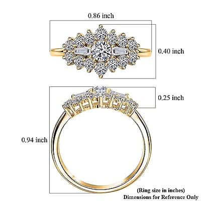 Luxuriant Lab Grown Diamond G-H SI 1.00 ctw Ring in 18K Vermeil Yellow Gold Over Sterling Silver (Size  5.0)