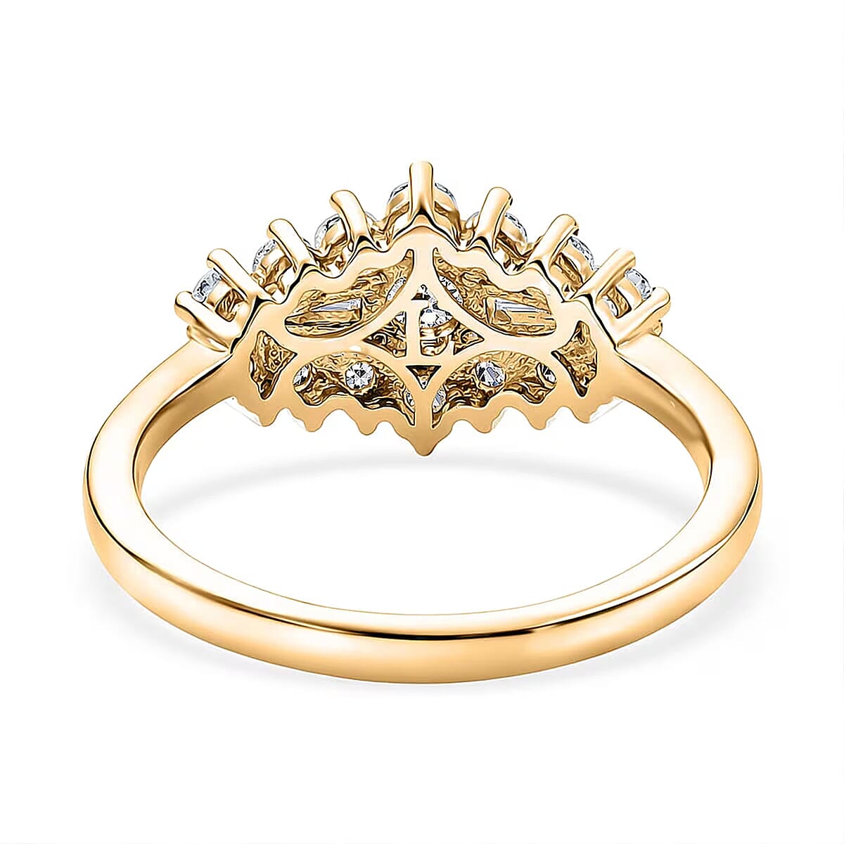 Luxuriant Lab Grown Diamond G-H SI 1.00 ctw Ring in 18K Vermeil Yellow Gold Over Sterling Silver (Size  5.0)  (Del. In 10-12 Days) image number 7