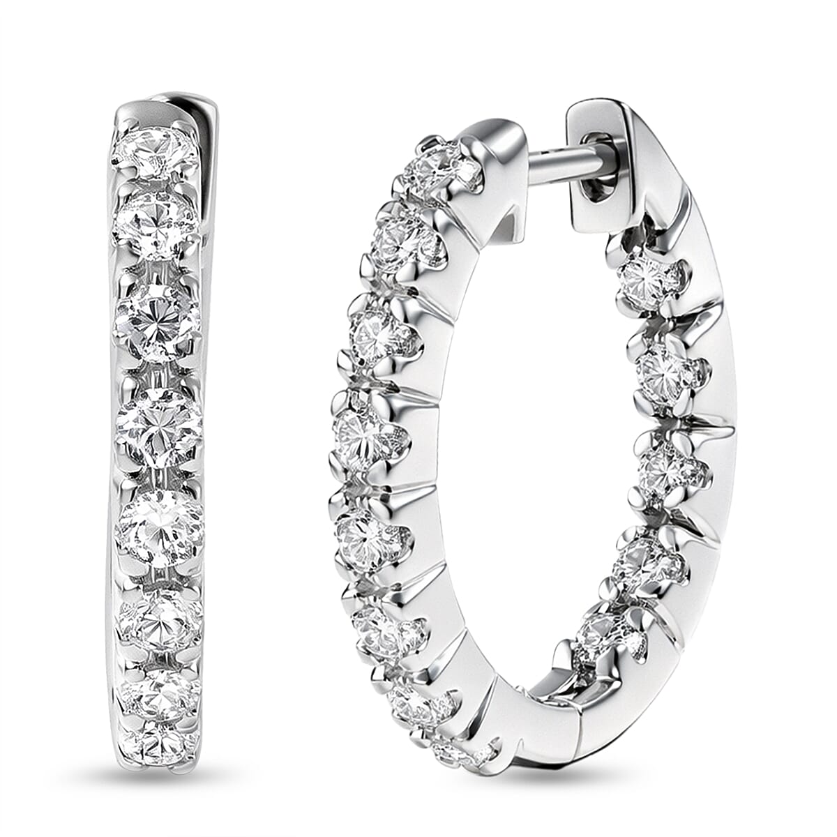 Luxuriant Lab Grown Diamond G-H SI 1.00 ctw Earrings in Rhodium Over Sterling Silver (Del. In 10-12 Days)
