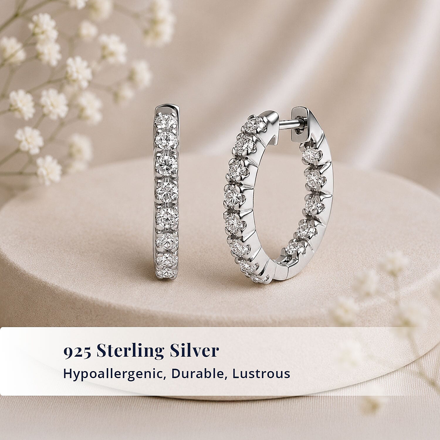 Luxuriant Lab Grown Diamond G-H SI 1.00 ctw Earrings in Rhodium Over Sterling Silver (Del. In 10-12 Days)