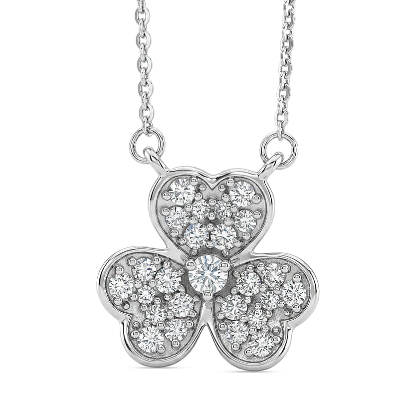 Luxuriant Lab Grown Diamond G-H SI 0.50 ctw Necklace in Rhodium Over Sterling Silver 18-20 Inches