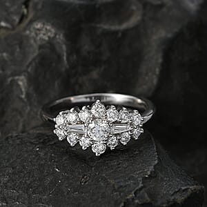 Luxuriant Lab Grown Diamond G-H SI 1.00 ctw Ring in Rhodium Over Sterling Silver (Size  7.0) (Del. In 10-12 Days)