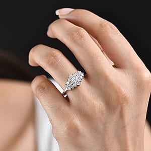 Luxuriant Lab Grown Diamond G-H SI 1.00 ctw Ring in Rhodium Over Sterling Silver (Size  7.0) (Del. In 10-12 Days)