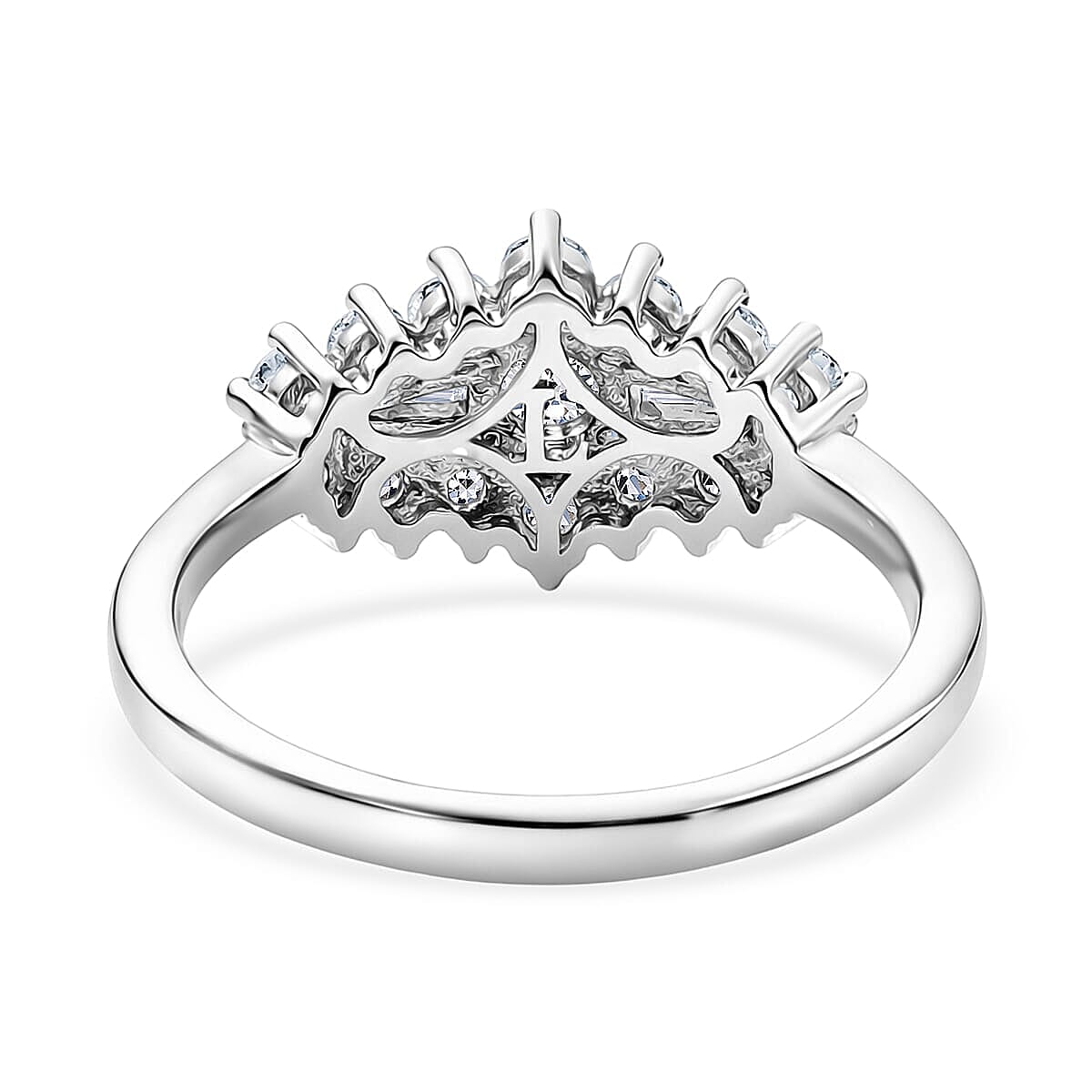 Luxuriant Lab Grown Diamond G-H SI 1.00 ctw Ring in Rhodium Over Sterling Silver (Size  7.0) (Del. In 10-12 Days) image number 4