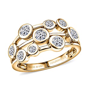 Luxuriant Lab Grown Diamond G-H SI 1.00 ctw Cluster Ring in 18K Vermeil Yellow Gold Over Sterling Silver (Size  7.0) (Del. In 10-12 Days)