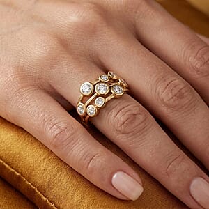 Luxuriant Lab Grown Diamond G-H SI 1.00 ctw Cluster Ring in 18K Vermeil Yellow Gold Over Sterling Silver (Size  7.0) (Del. In 10-12 Days)