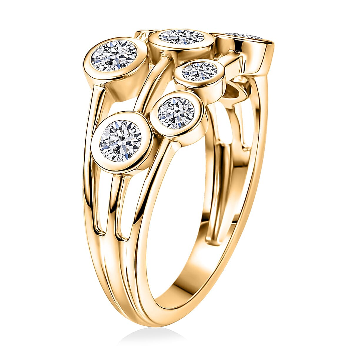 Luxuriant Lab Grown Diamond G-H SI 1.00 ctw Cluster Ring in 18K Vermeil Yellow Gold Over Sterling Silver (Size  7.0) (Del. In 10-12 Days) image number 3
