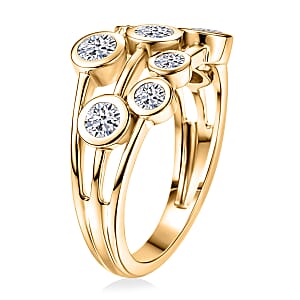 Luxuriant Lab Grown Diamond G-H SI 1.00 ctw Cluster Ring in 18K Vermeil Yellow Gold Over Sterling Silver (Size  7.0) (Del. In 10-12 Days)