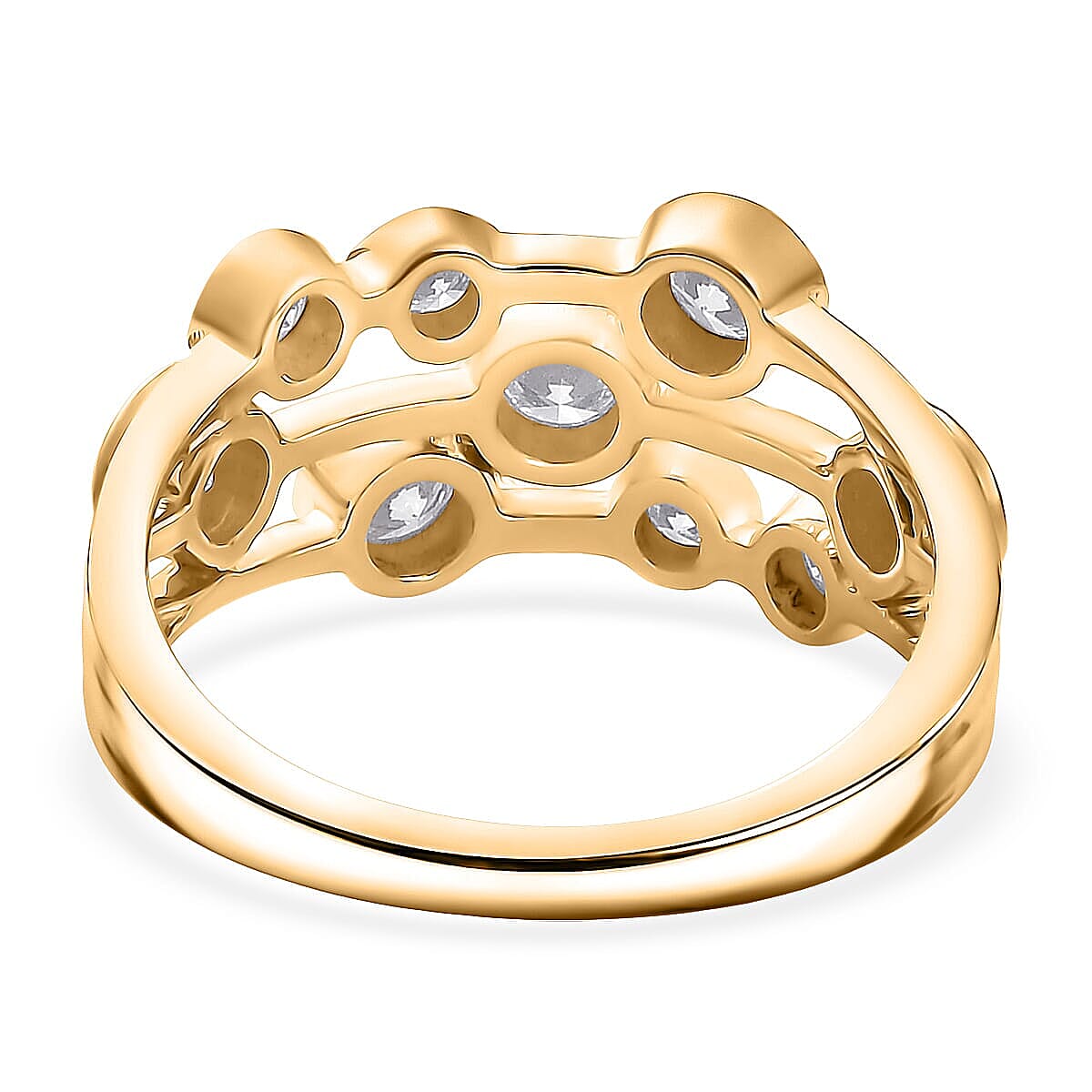 Luxuriant Lab Grown Diamond G-H SI 1.00 ctw Cluster Ring in 18K Vermeil Yellow Gold Over Sterling Silver (Size  7.0) (Del. In 10-12 Days) image number 4