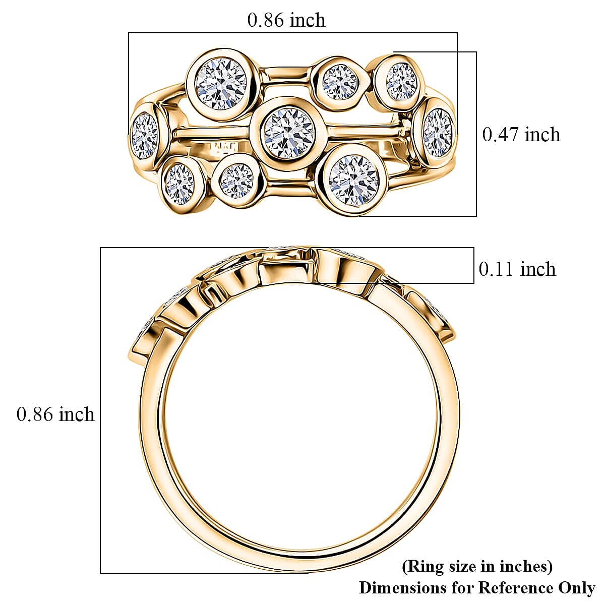Luxuriant Lab Grown Diamond G-H SI 1.00 ctw Cluster Ring in 18K Vermeil Yellow Gold Over Sterling Silver (Size  7.0) (Del. In 10-12 Days) image number 5