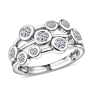 Luxuriant Lab Grown Diamond G-H SI 1.00 ctw Ring in Rhodium Over Sterling Silver (Size  7.0) (Del. In 10-12 Days)