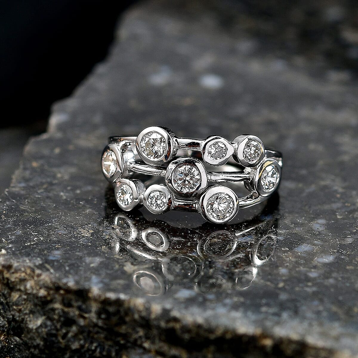 Luxuriant Lab Grown Diamond G-H SI 1.00 ctw Ring in Rhodium Over Sterling Silver (Size  7.0) (Del. In 10-12 Days) image number 1