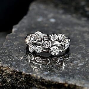 Luxuriant Lab Grown Diamond G-H SI 1.00 ctw Ring in Rhodium Over Sterling Silver (Size  7.0) (Del. In 10-12 Days)