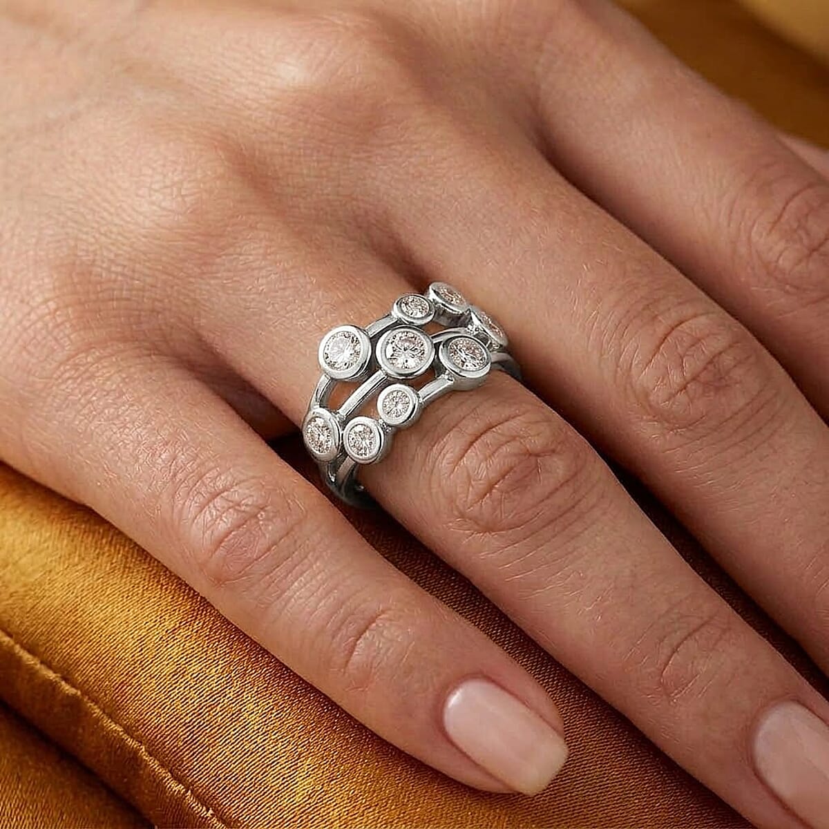 Luxuriant Lab Grown Diamond G-H SI 1.00 ctw Ring in Rhodium Over Sterling Silver (Size  7.0) (Del. In 10-12 Days) image number 2