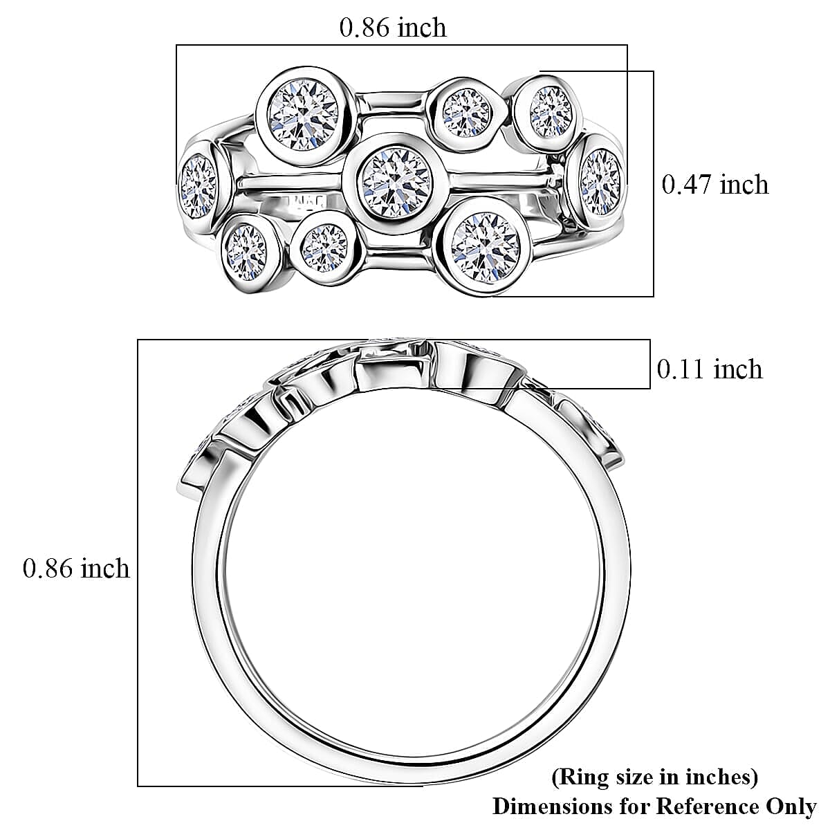 Luxuriant Lab Grown Diamond G-H SI 1.00 ctw Ring in Rhodium Over Sterling Silver (Size  7.0) (Del. In 10-12 Days) image number 5