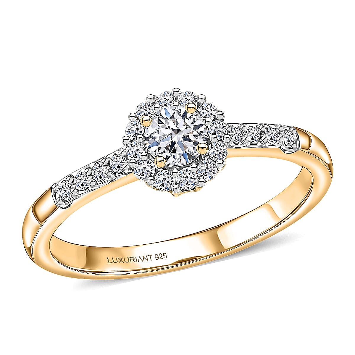 Luxuriant Lab Grown Diamond G-H SI 0.50 ctw Ring in 18K Vermeil Yellow Gold Over Sterling Silver (Size  5.0)