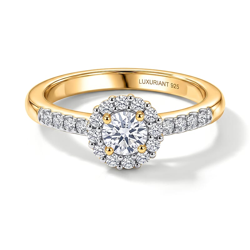 Luxuriant Lab Grown Diamond G-H SI 0.50 ctw Ring in 18K Vermeil Yellow Gold Over Sterling Silver (Size  5.0)