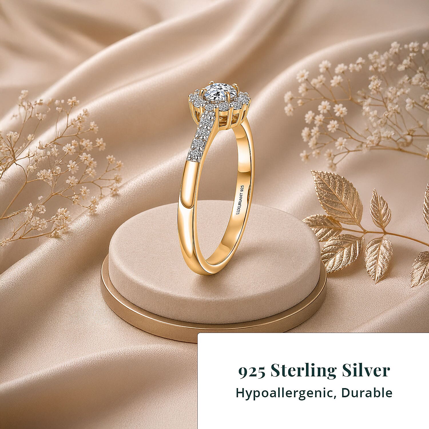 Luxuriant Lab Grown Diamond G-H SI 0.50 ctw Ring in 18K Vermeil Yellow Gold Over Sterling Silver (Size  5.0)