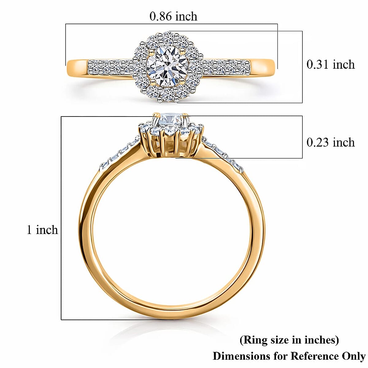 Luxuriant Lab Grown Diamond G-H SI 0.50 ctw Ring in 18K Vermeil Yellow Gold Over Sterling Silver (Size  5.0)  (Del. In 10-12 Days) image number 5