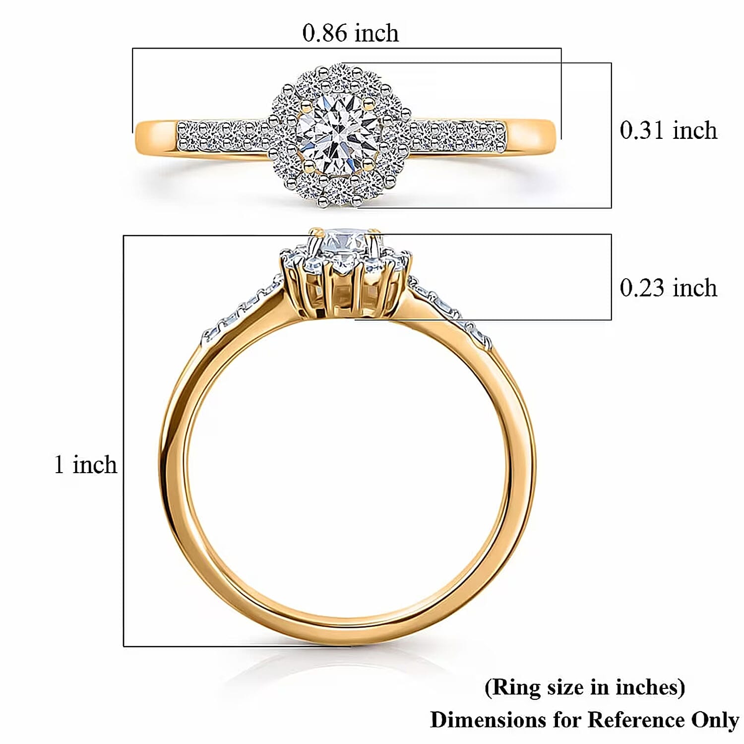Luxuriant Lab Grown Diamond G-H SI 0.50 ctw Ring in 18K Vermeil Yellow Gold Over Sterling Silver (Size  5.0)