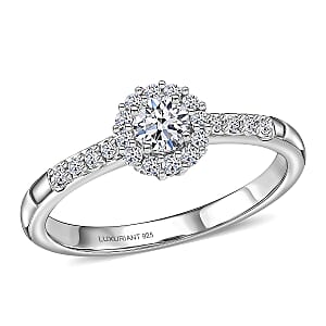 Luxuriant Lab Grown Diamond G-H SI 0.50 ctw Ring in Rhodium Over Sterling Silver (Size  7.0) (Del. In 10-12 Days)