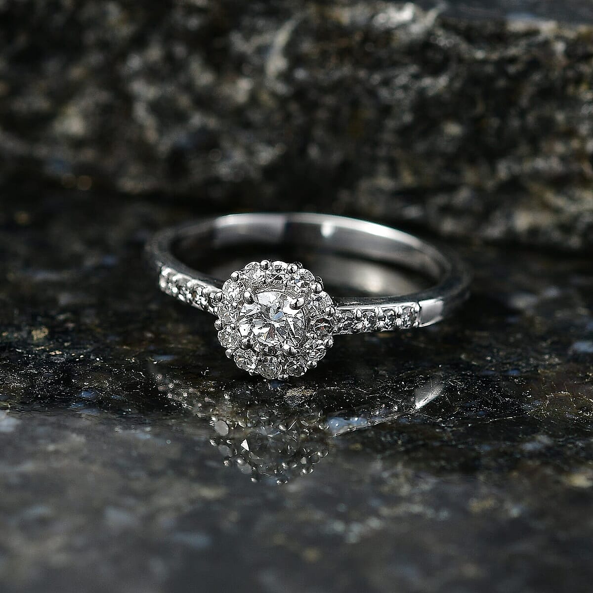 Luxuriant Lab Grown Diamond G-H SI 0.50 ctw Ring in Rhodium Over Sterling Silver (Size  7.0) (Del. In 10-12 Days) image number 1