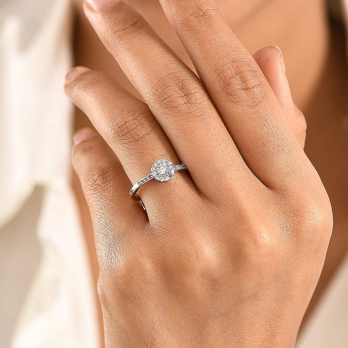 Luxuriant Lab Grown Diamond G-H SI 0.50 ctw Ring in Rhodium Over Sterling Silver (Size  7.0) (Del. In 10-12 Days) image number 2