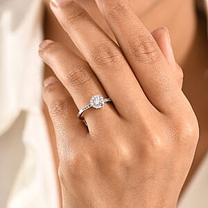 Luxuriant Lab Grown Diamond G-H SI 0.50 ctw Ring in Rhodium Over Sterling Silver (Size  7.0) (Del. In 10-12 Days)