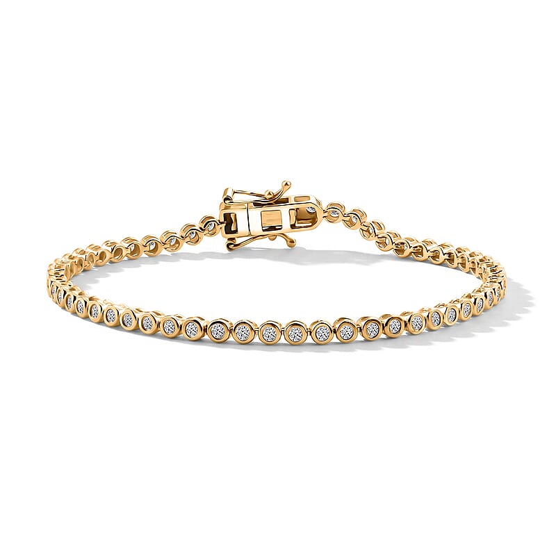 Luxuriant Lab Grown Diamond G-H SI 2.00 ctw Tennis Bracelet in 18K Vermeil Yellow Gold Over Sterling Silver (6.50 In)