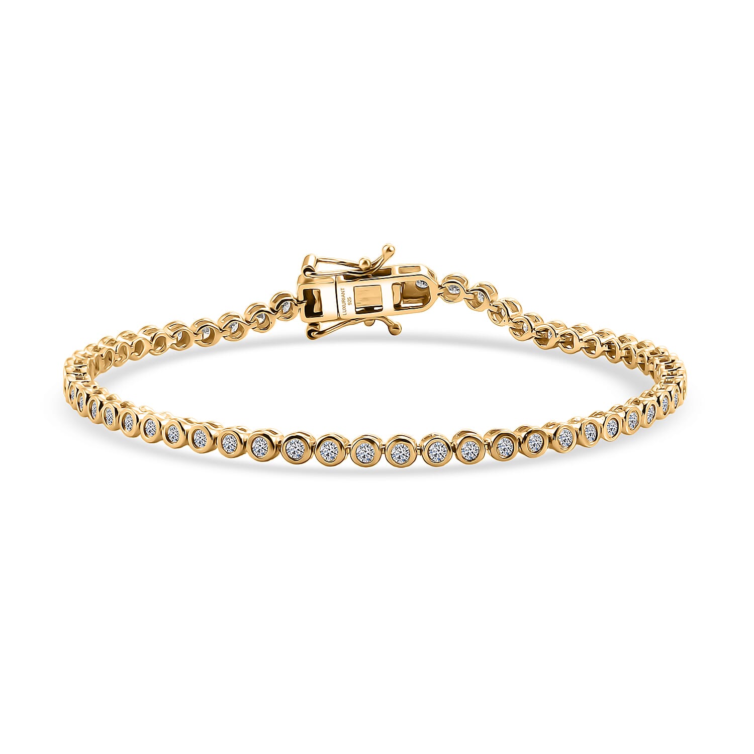 Luxuriant Lab Grown Diamond G-H SI 2.00 ctw Tennis Bracelet in 18K Vermeil Yellow Gold Over Sterling Silver (7.25 In)