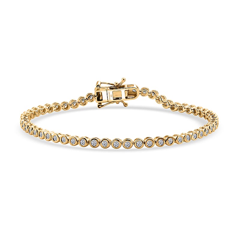 Luxuriant Lab Grown Diamond G-H SI 2.00 ctw Tennis Bracelet in 18K Vermeil Yellow Gold Over Sterling Silver (7.25 In)
