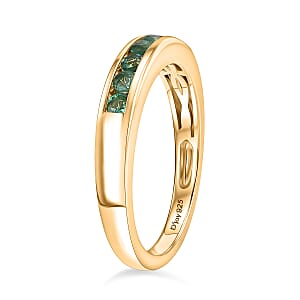 D'Joy Boyaca Colombian Emerald 0.50 ctw Royal Glow Band Ring in 18K Vermeil Yellow Gold Over Sterling Silver (Size 7.0)