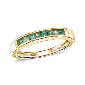 D'Joy Boyaca Colombian Emerald 0.50 ctw Royal Glow Band Ring in 18K Vermeil Yellow Gold Over Sterling Silver (Size 8.0)