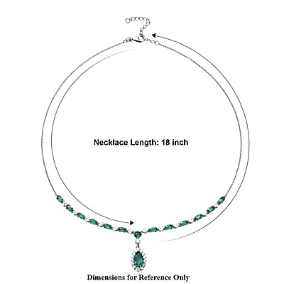 D'Joy Premium Grandidierite and Moissanite 5.00 ctw Necklace in Rhodium Over Sterling Silver 18-20 Inches