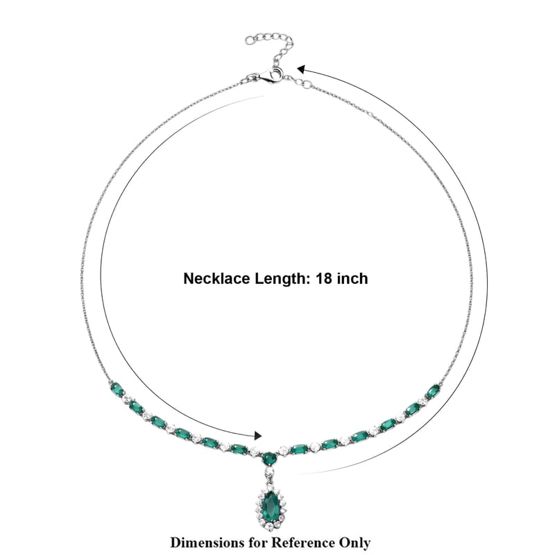 D'Joy Premium Grandidierite and Moissanite 5.00 ctw Necklace in Rhodium Over Sterling Silver 18-20 Inches
