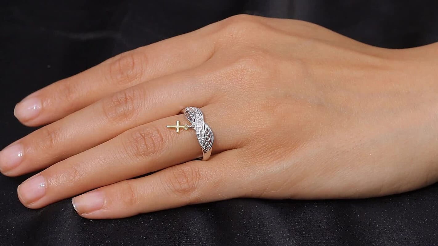 D'Joy 18K Vermeil YG and Rhodium Over Sterling Silver Eternal Faith Ring (Size 10.0) (2.80 g)