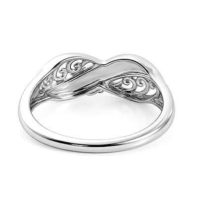 D'Joy Eternal Faith Ring in 18K Vermeil YG and Rhodium Over Sterling Silver (Size 5.0) 2.80 Grams