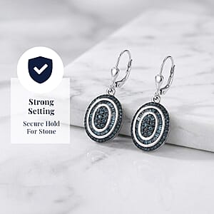 D'Joy Blue Diamond 1.00 ctw Royal Sunburst Earrings in Rhodium Over Sterling Silver