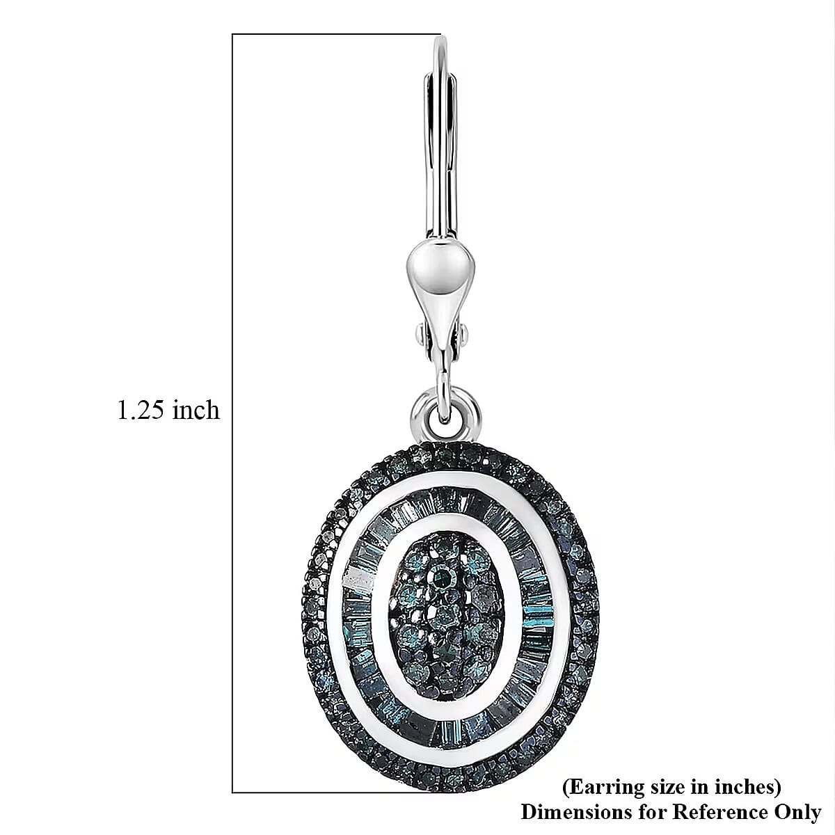 D'Joy Blue Diamond 1.00 ctw Royal Sunburst Earrings in Rhodium Over Sterling Silver image number 5