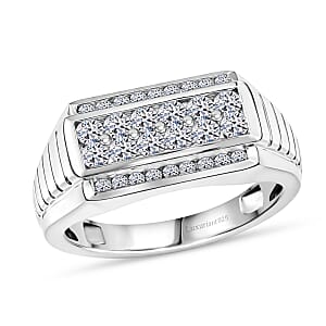 Luxuriant Lab Grown Diamond (G-H, SI) Men's Ring in Rhodium Over Sterling Silver (Size 10.0) 1.00 ctw