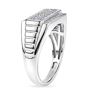Luxuriant Lab Grown Diamond (G-H, SI) Men's Ring in Rhodium Over Sterling Silver (Size 10.0) 1.00 ctw