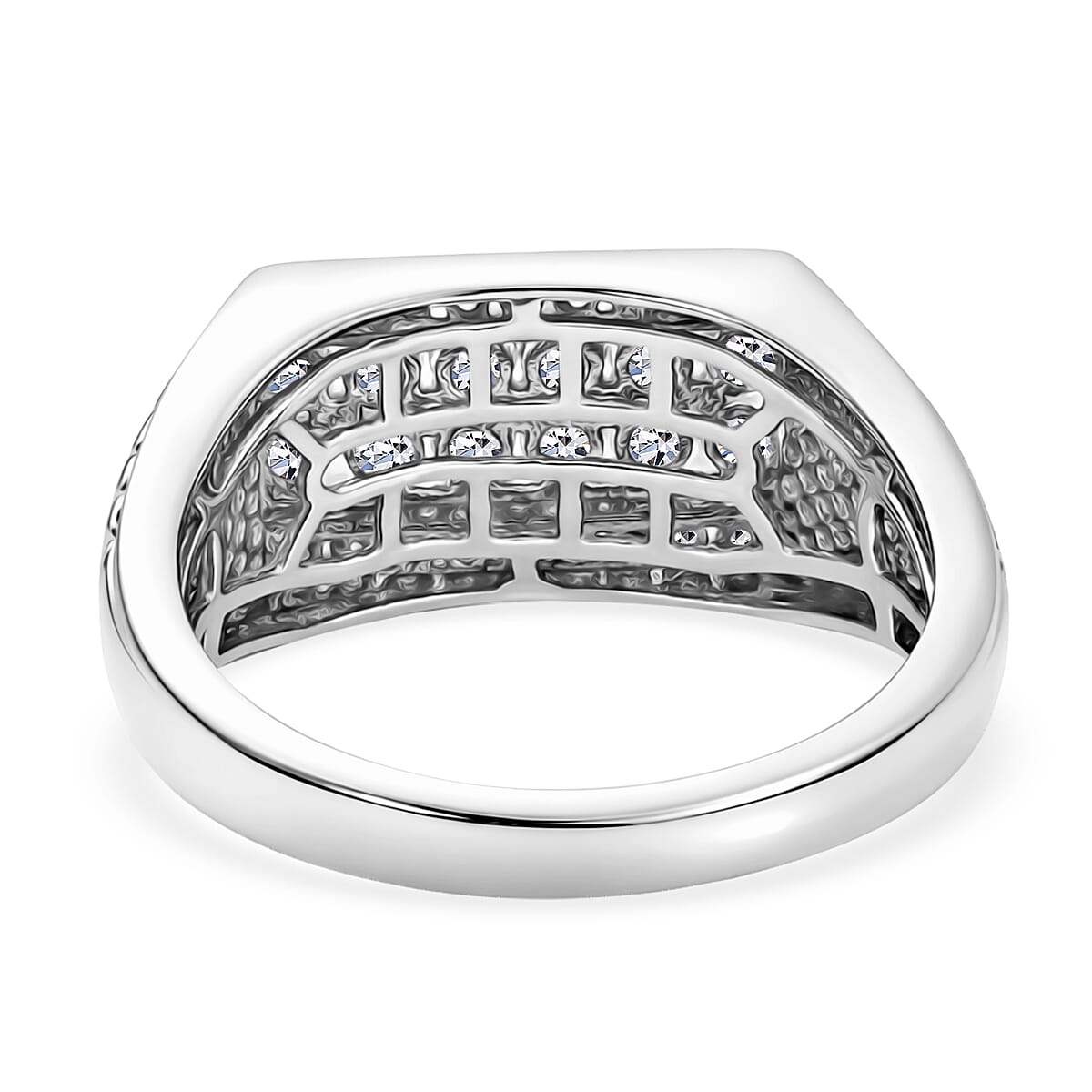 Luxuriant Lab Grown Diamond (G-H, SI) Men's Ring in Rhodium Over Sterling Silver (Size 10.0) 1.00 ctw image number 4