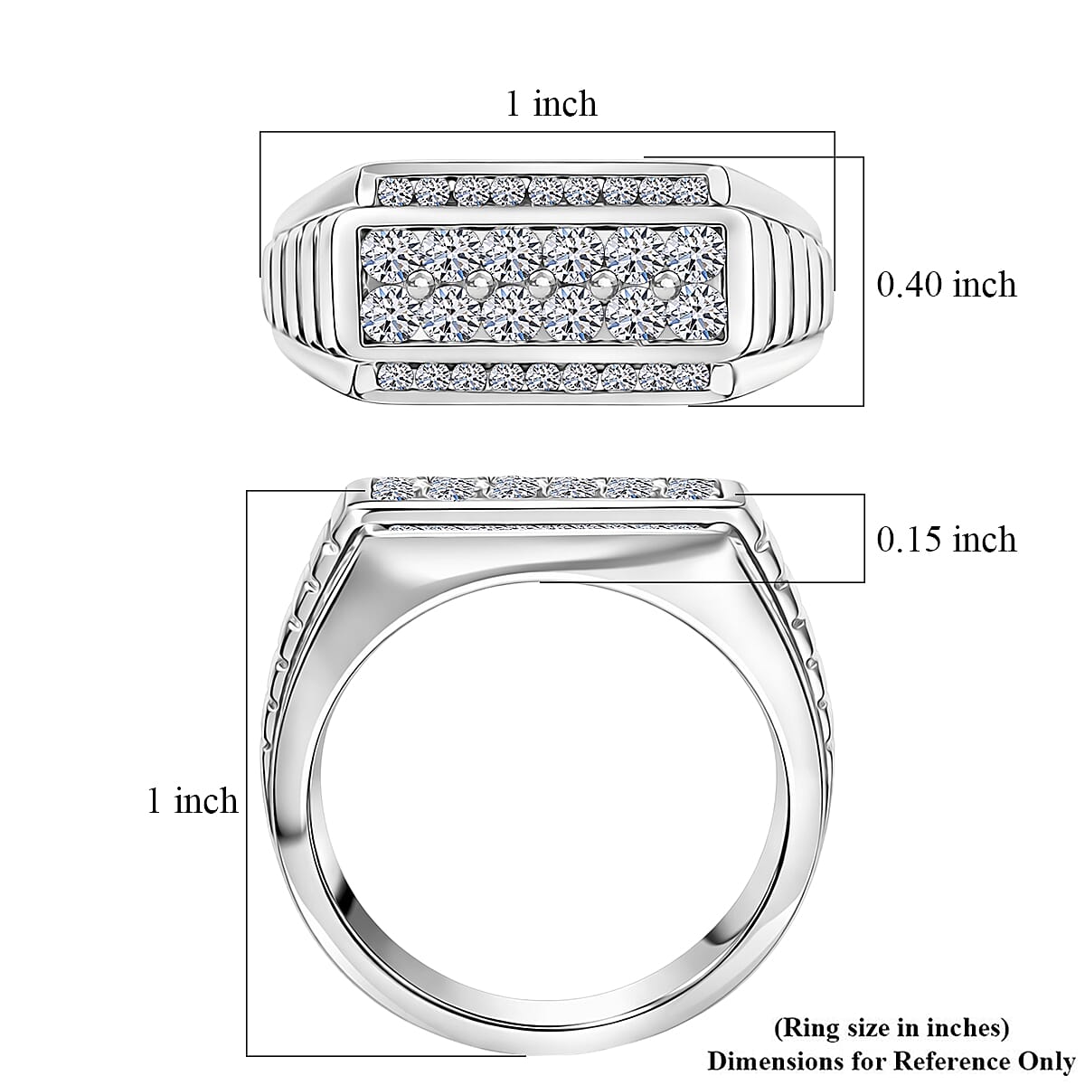 Luxuriant Lab Grown Diamond (G-H, SI) Men's Ring in Rhodium Over Sterling Silver (Size 10.0) 1.00 ctw image number 5