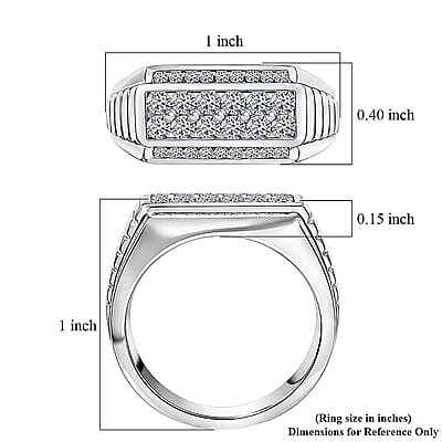 Luxuriant Lab Grown Diamond G-H SI 1.00 ctw Men's Ring in Rhodium Over Sterling Silver (Size 10.0)
